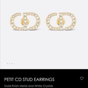 PETIT CD STUD EARRINGSGold-Finish Metal and White Crystals